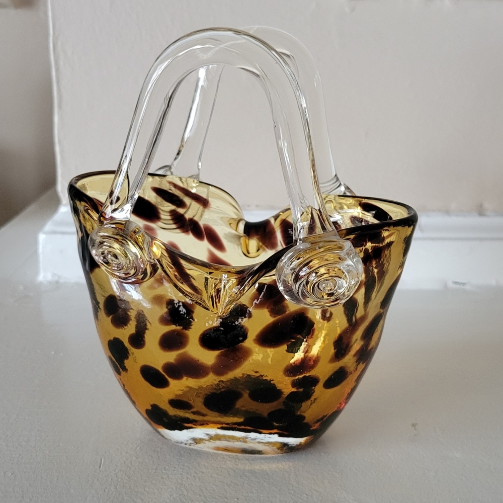 Murano Style Art Glass Purse Vase